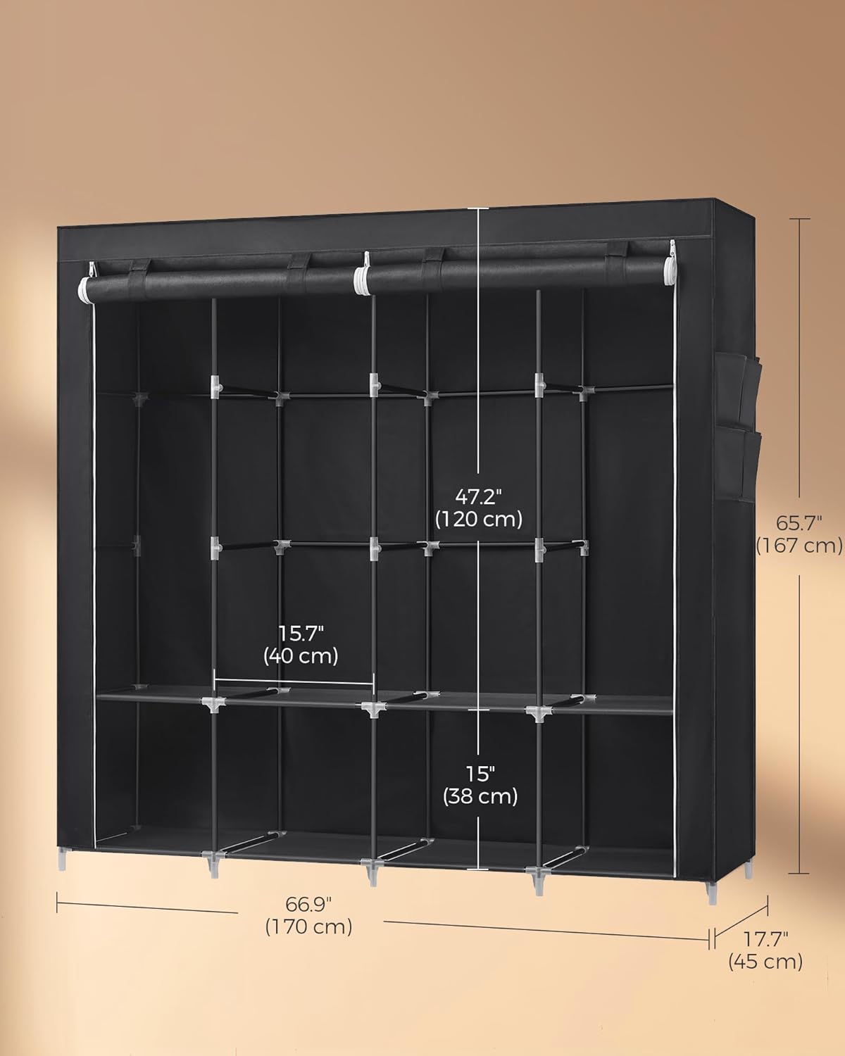 Wardrobe Closet Organizer with Cover