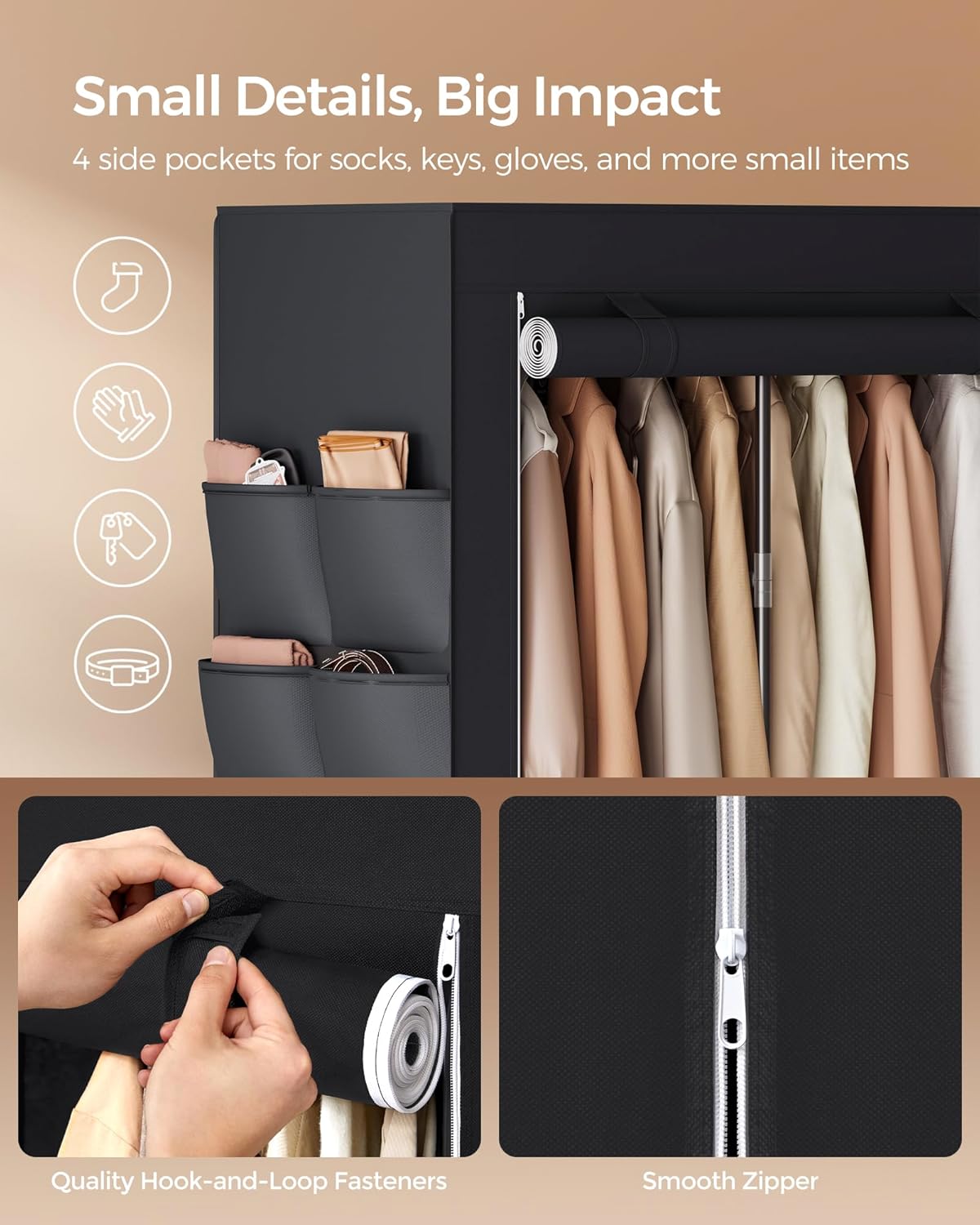 Wardrobe Closet Organizer with Cover