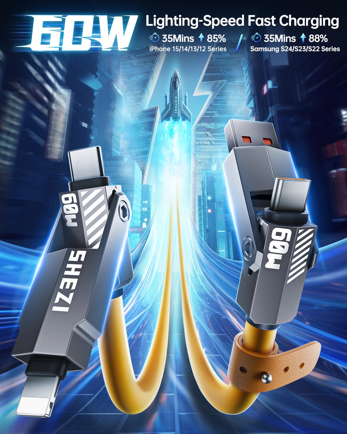 Silicone 4 in 1 USB C Cable
