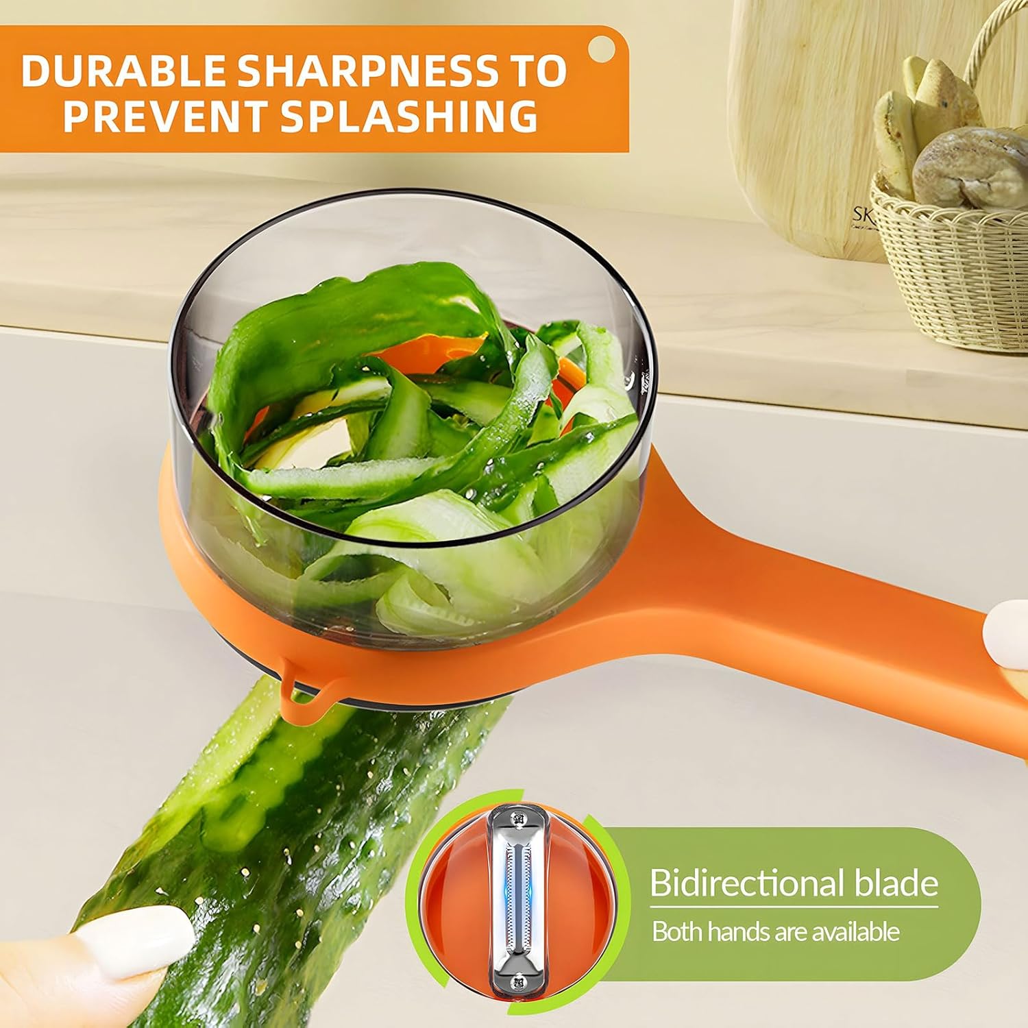 Fruit and Vegetable Multifunctional Peeler with Container Catcher