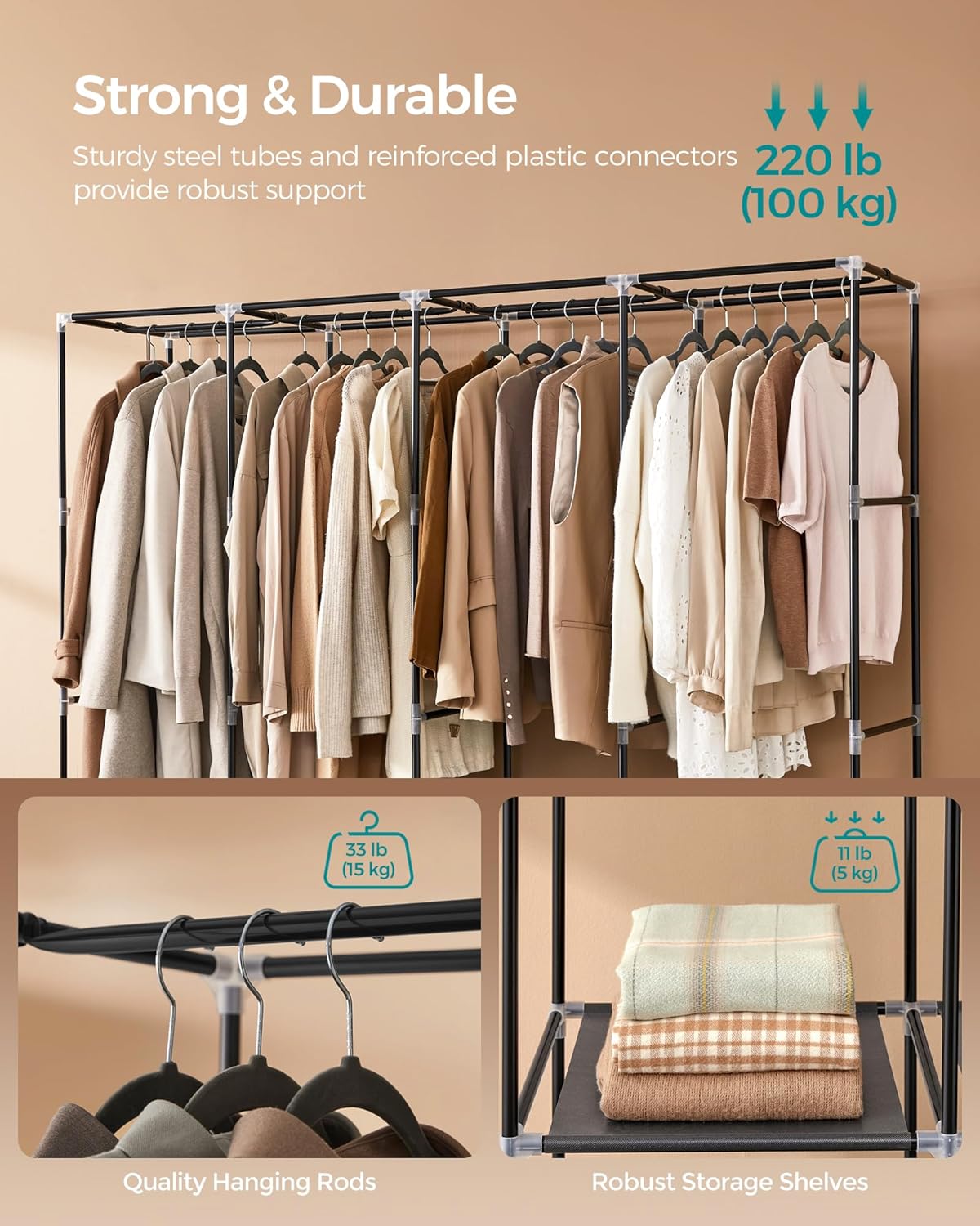 Wardrobe Closet Organizer with Cover