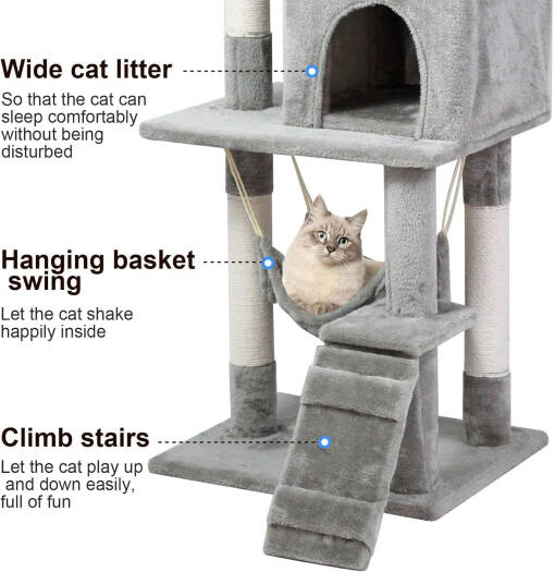 Indoor Cat Tree Tower with House & Scratching Board – Cozy Play and Rest Center for Cats